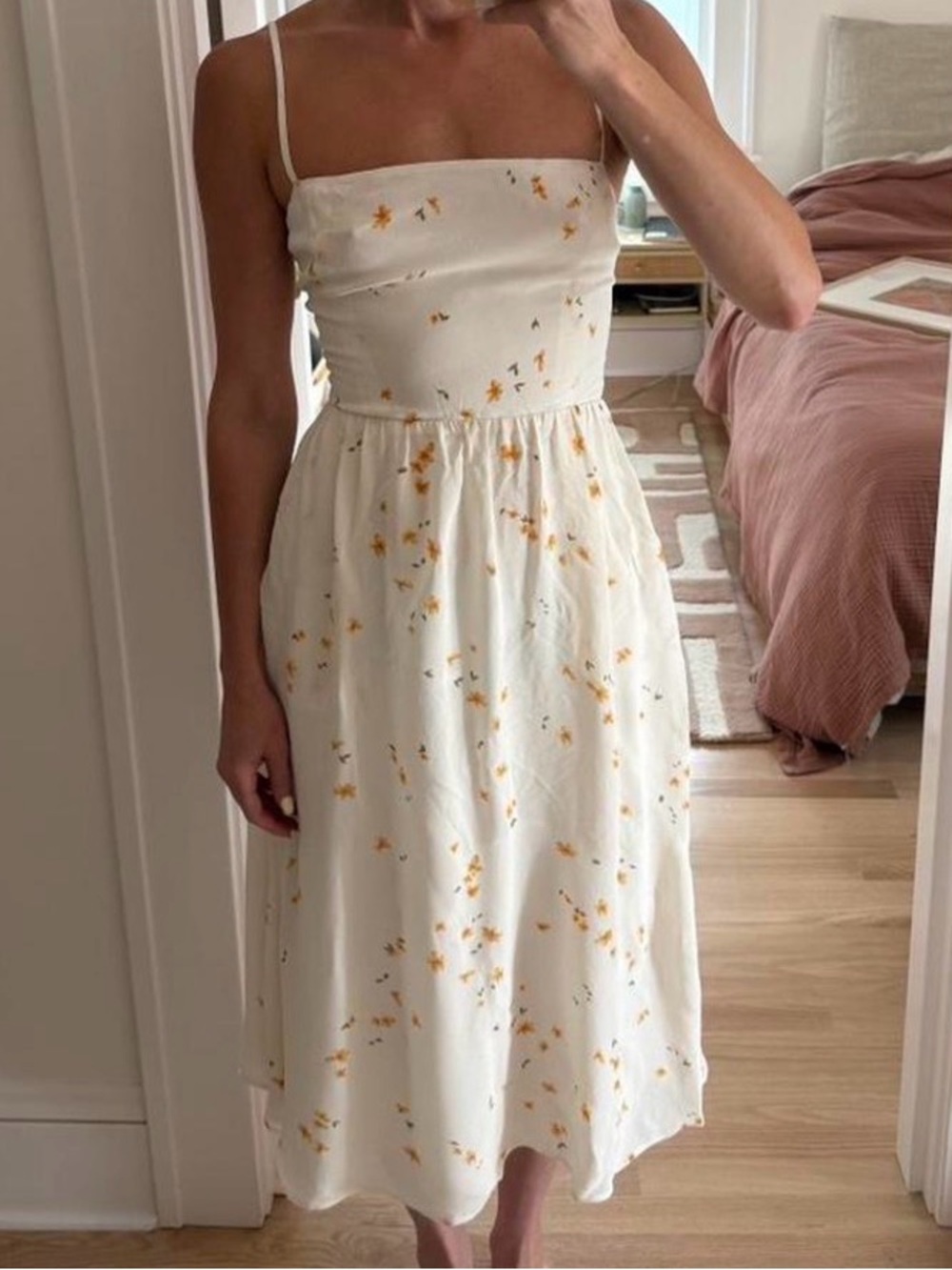 Reformation White Floral Midi Dress